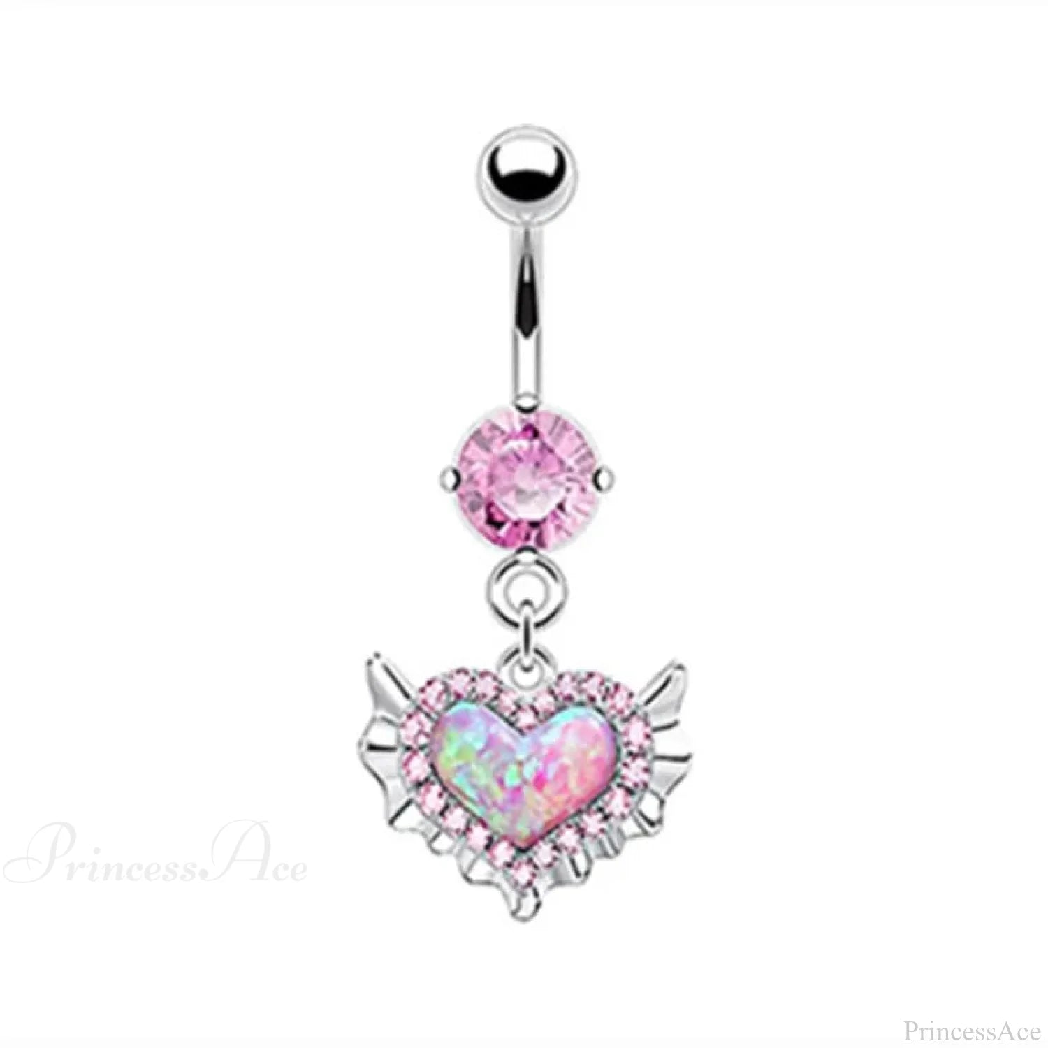 Gothic Heart Dangle Butterfly Belly Ring pink3