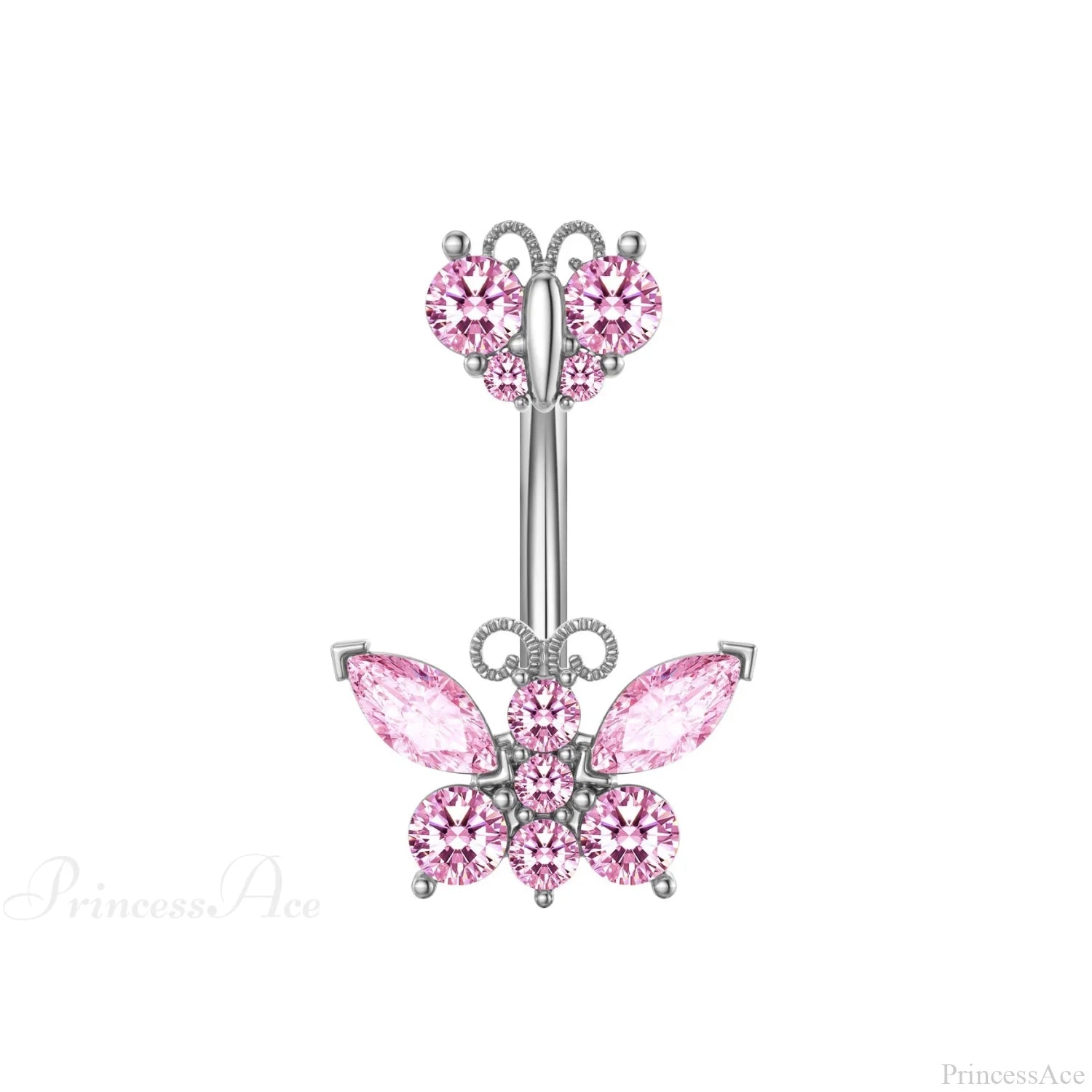 Gothic Heart Dangle Butterfly Belly Ring Style6 Pink