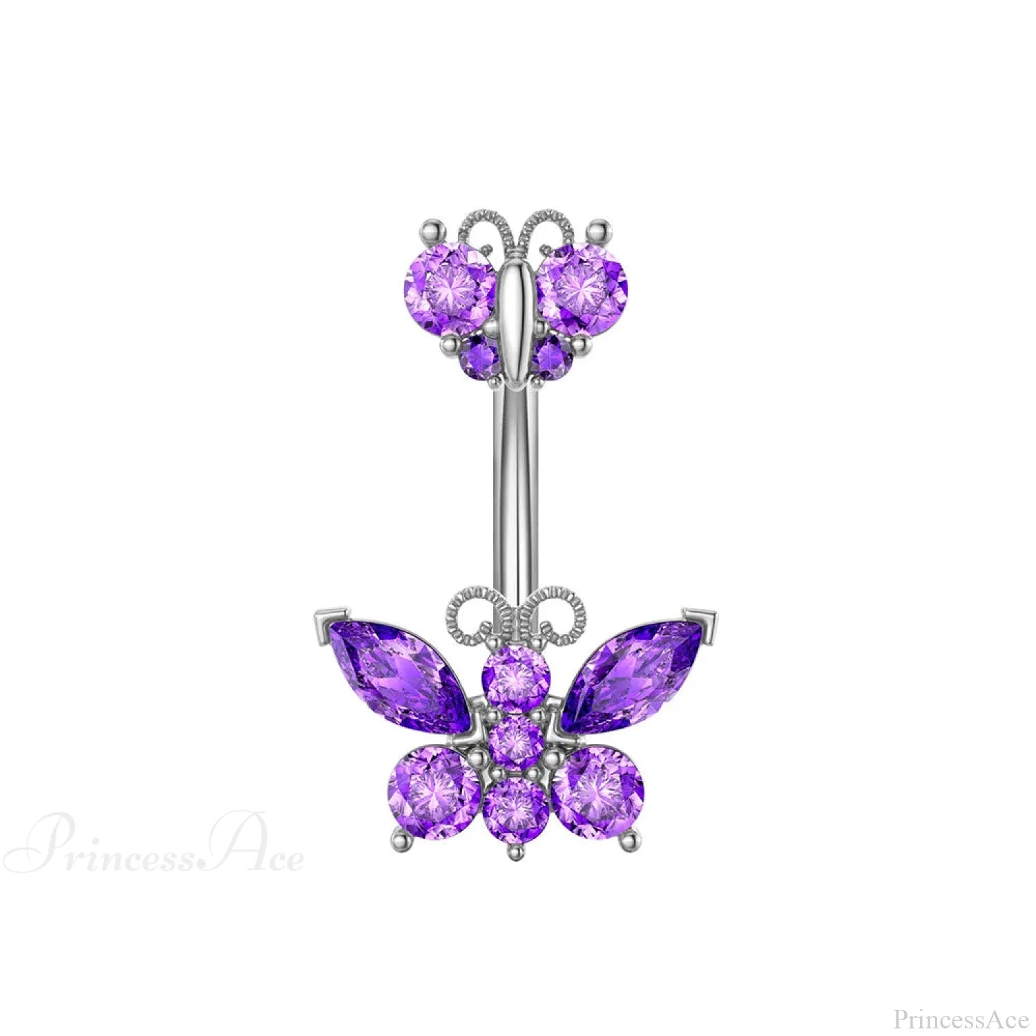 Gothic Heart Dangle Butterfly Belly Ring Style6 Purple