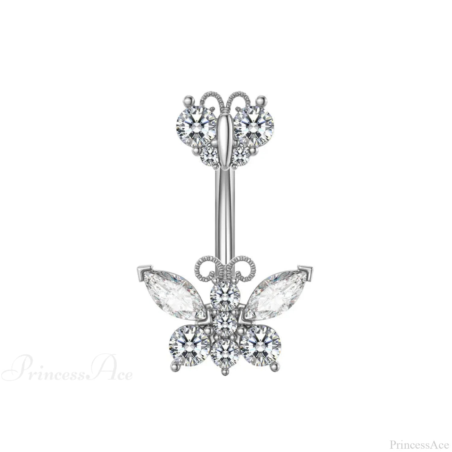 Gothic Heart Dangle Butterfly Belly Ring Style6 White