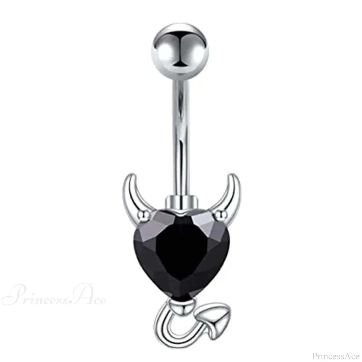 Gothic Heart Dangle Butterfly Belly Ring Style9 Black