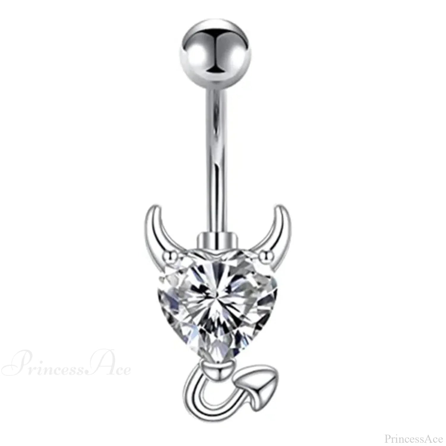 Gothic Heart Dangle Butterfly Belly Ring Style9White