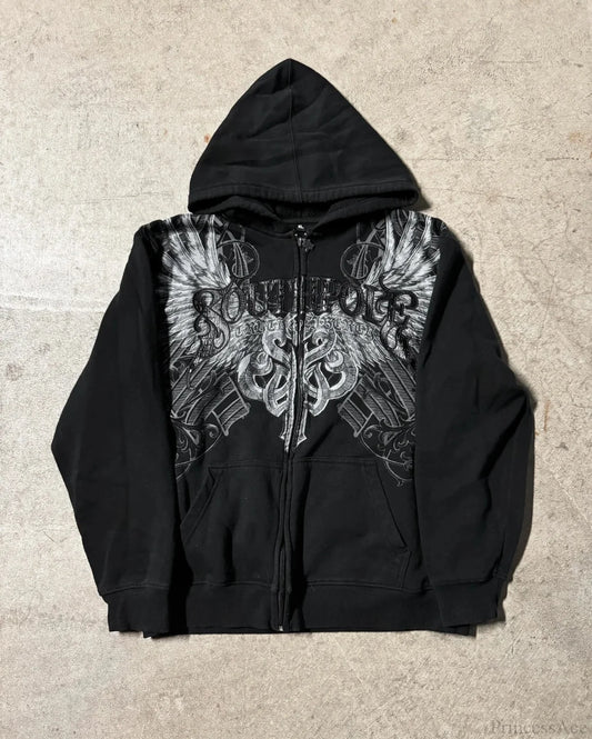 Gothic Letter Print Fall Hoodie black 9 / S