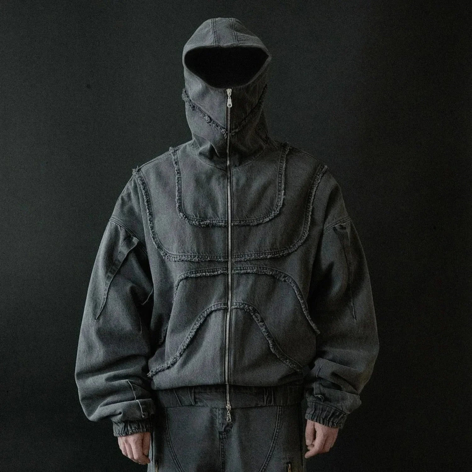 Gothic Punk Washed Zipper Hoodie