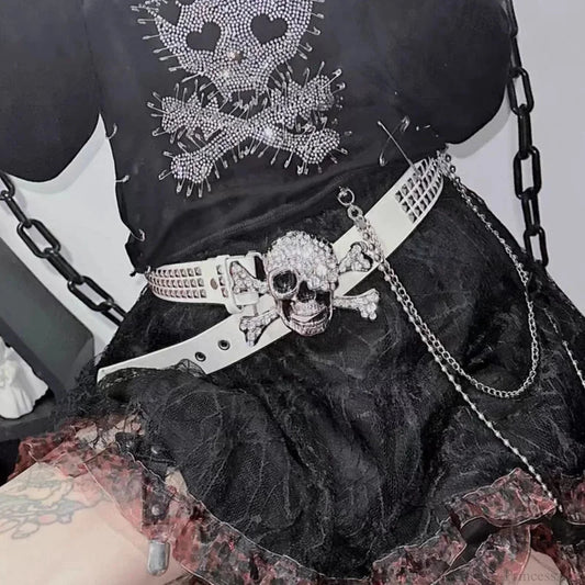 Gothic Skeleton Broad Belt Black