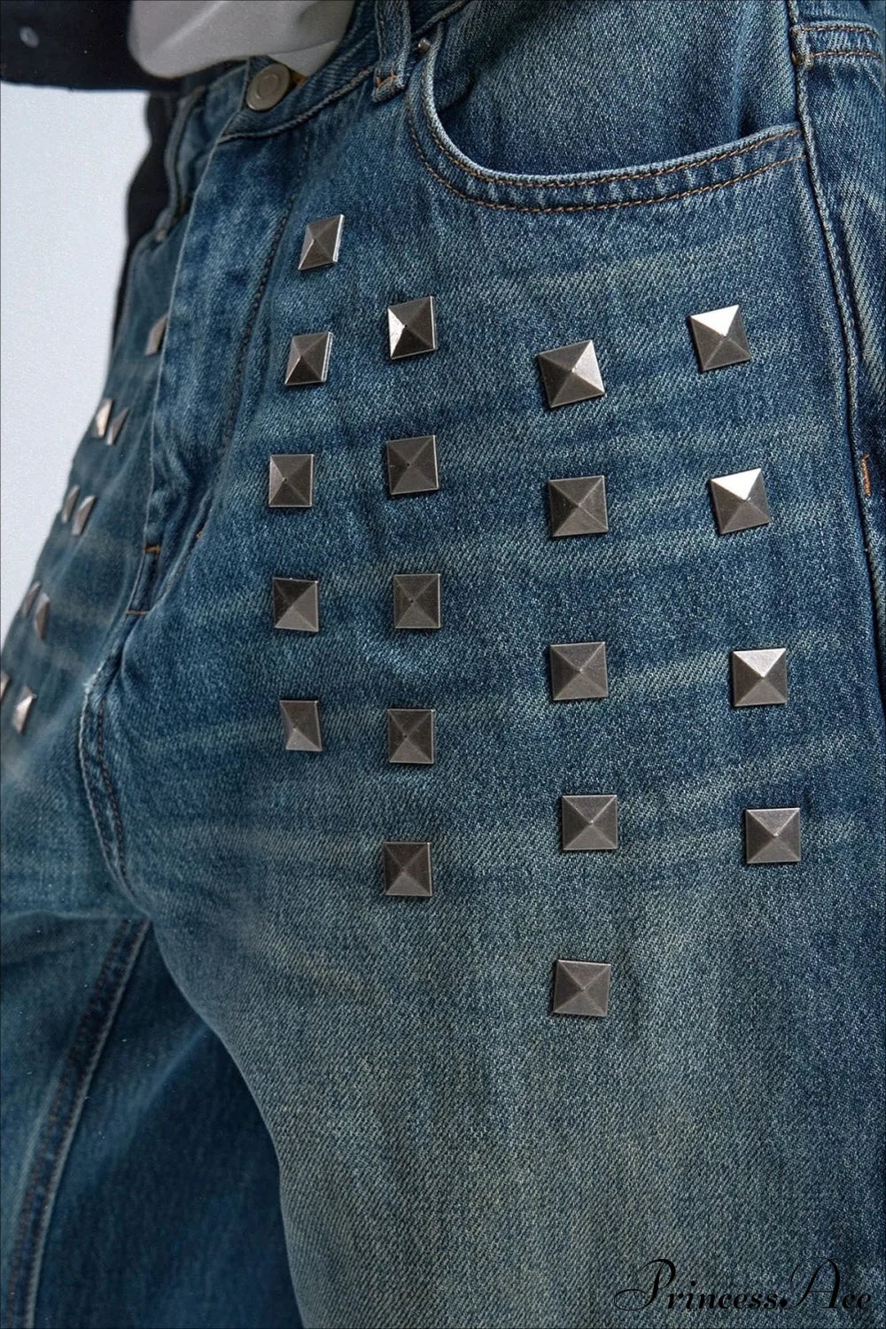 Gothic Streetwear Riveted Loose Jeans