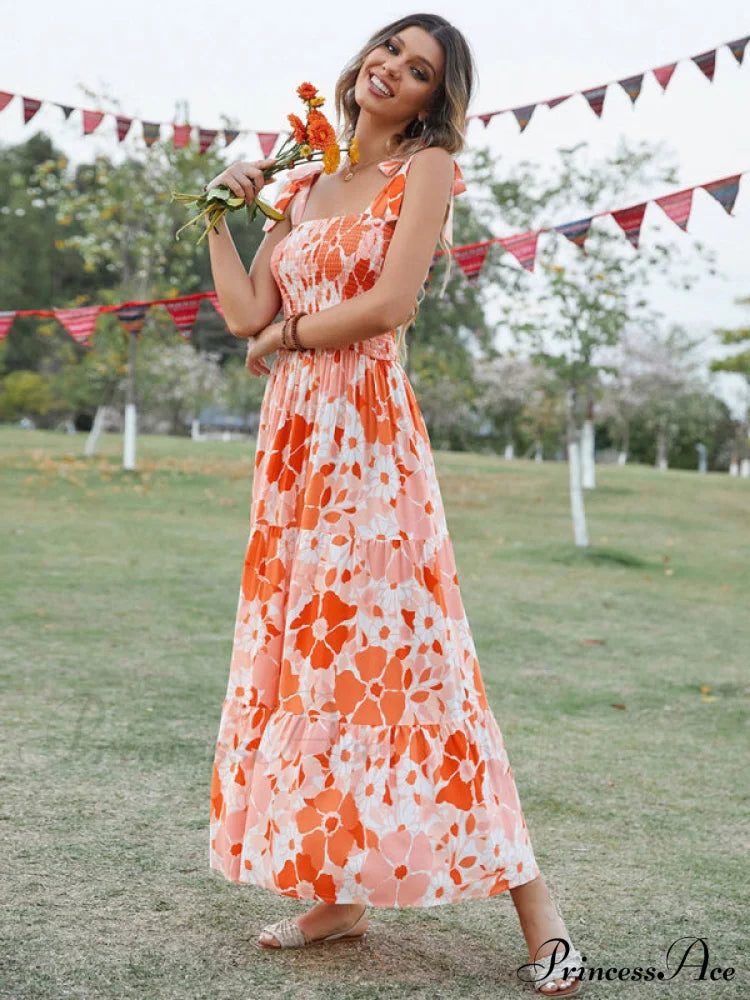Gown Flowered Long For Resort Women
