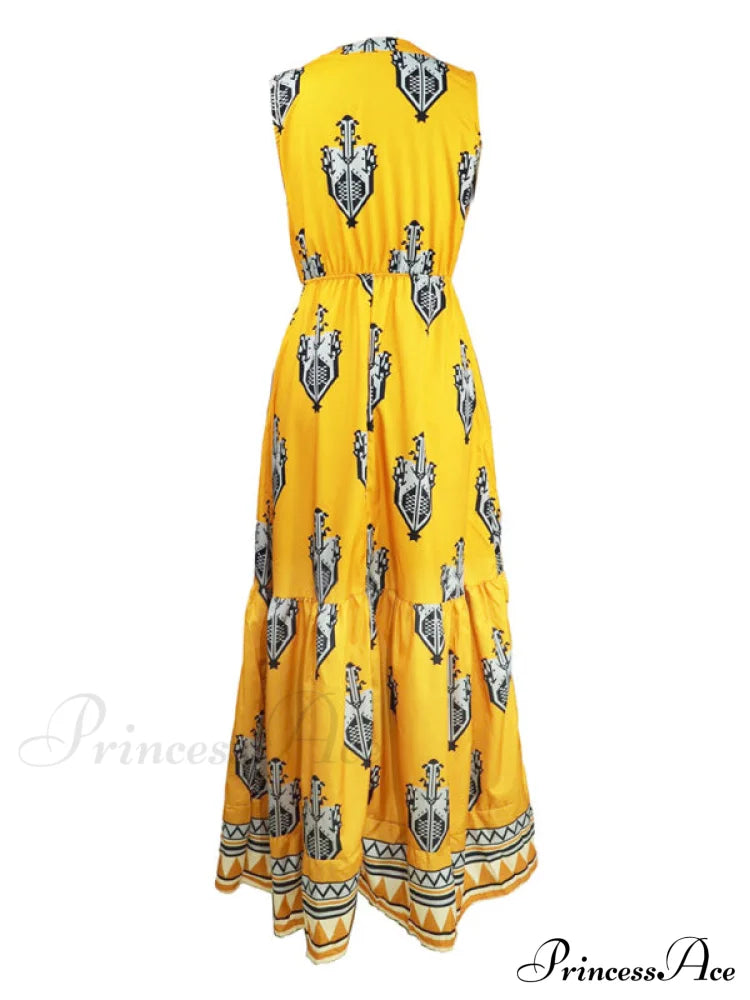 Gown For Design Full-Length Sleeveless Bohemian Women Women’s Dress
