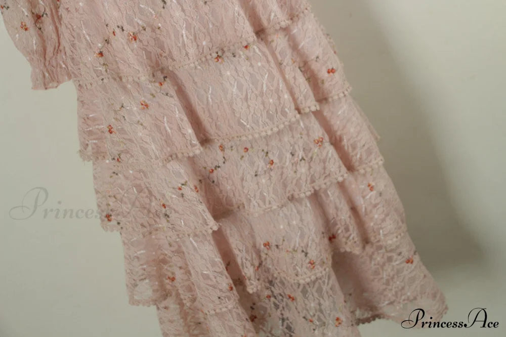 Gown Ruffle Embroidery Female Full-Length Full Elegant - Spring/Winter Long Waist Pink Party Lace