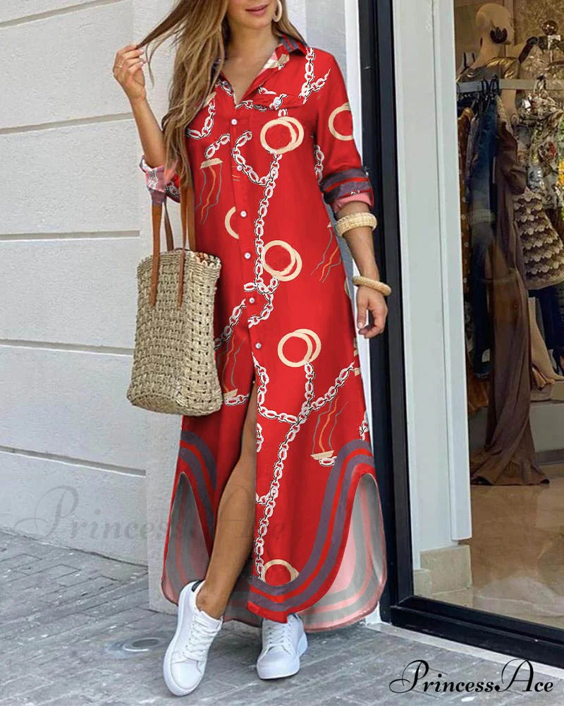 Gown Street Commuter Long Casual Blouse Size Home Loose Button Large Style Women’s Print 7 / S China