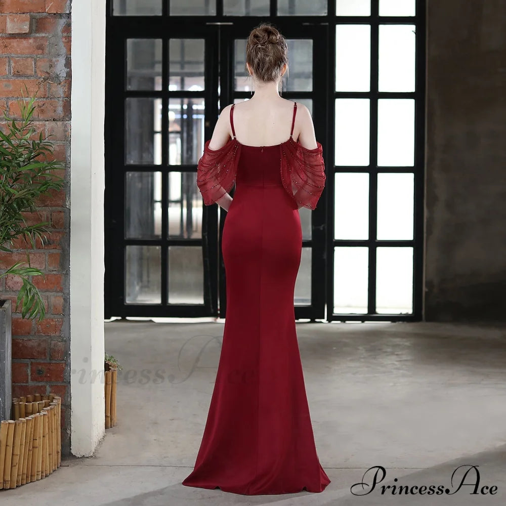 Grace Mesh Stylish Trim Sleeve Dress S.o. Long Dresses