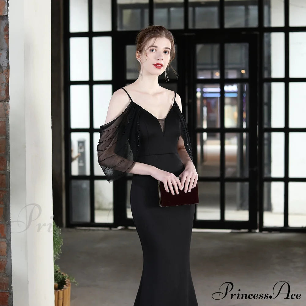 Grace Mesh Stylish Trim Sleeve Dress S.o. Long Dresses