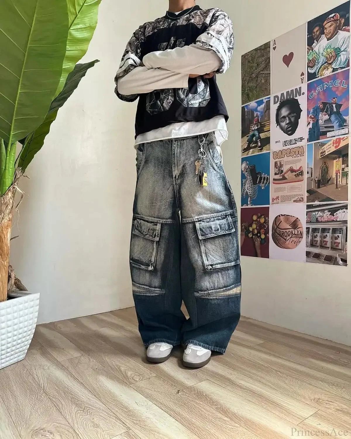 Gradient Gothic Workwear Wide-Leg Pant