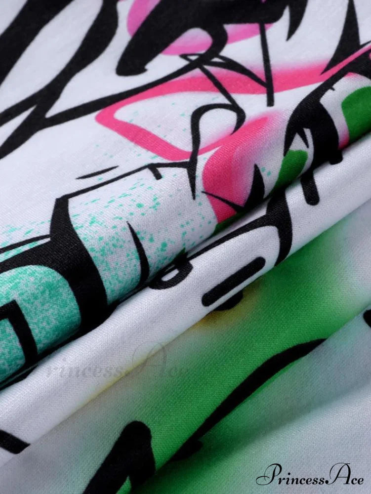 Graffiti Print Graceful Bodycon Maxi Dress Pants