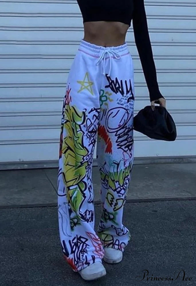 Graffiti Print Graceful Bodycon Maxi Dress Pants