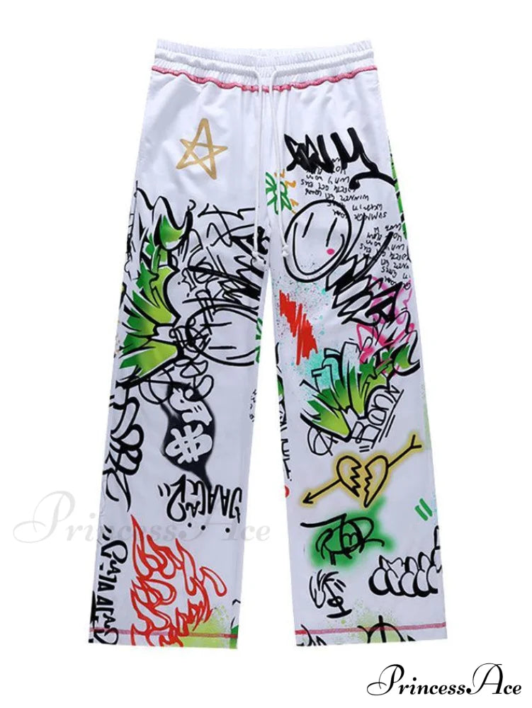 Graffiti Print Graceful Bodycon Maxi Dress Pants