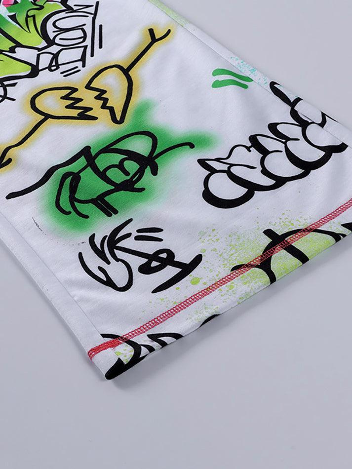 Graffiti Print Graceful Bodycon Maxi Dress Pants