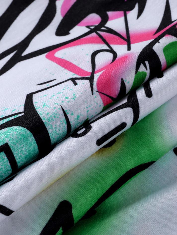 Graffiti Print Graceful Bodycon Maxi Dress Pants