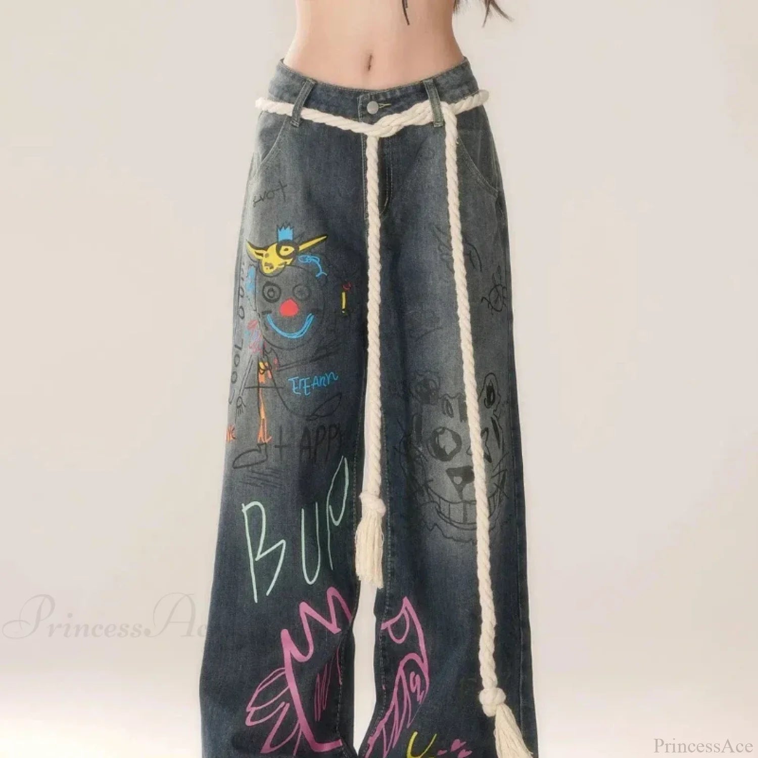 Graffiti Vintage High Waist Jeans Pants