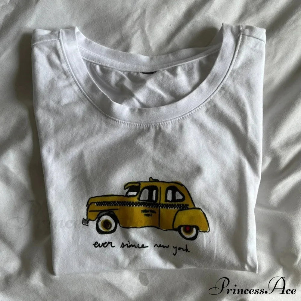 Graphic Cab Text White Tee - Free From Label