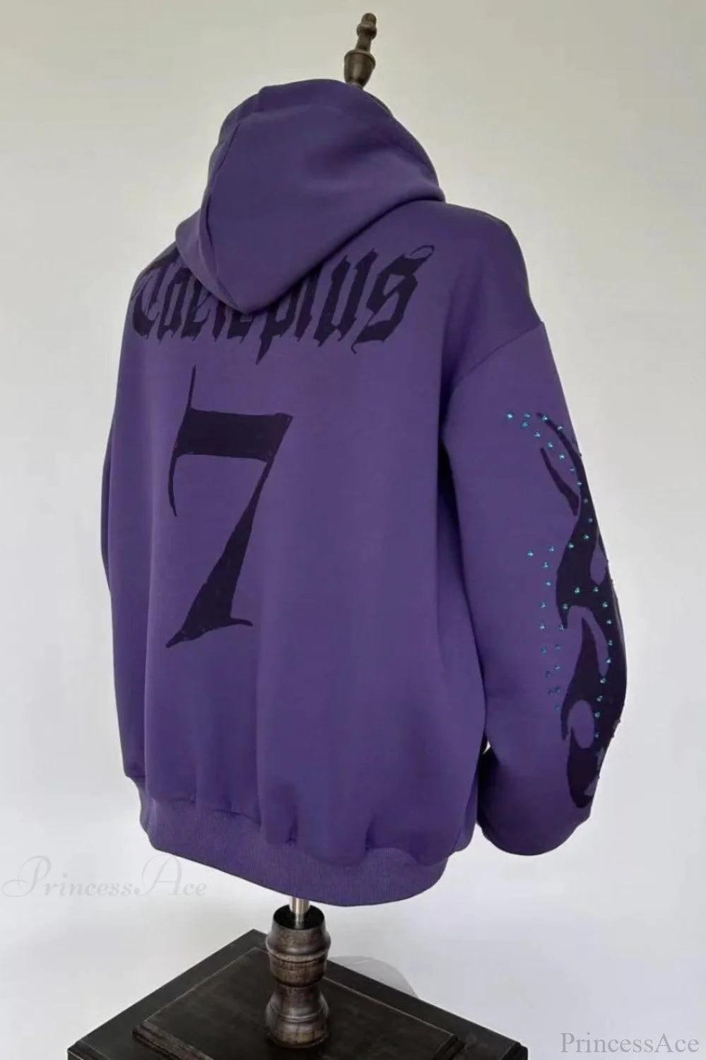 Graphic Print Hip-Hop Gothic Street Loose Zip Hoodie