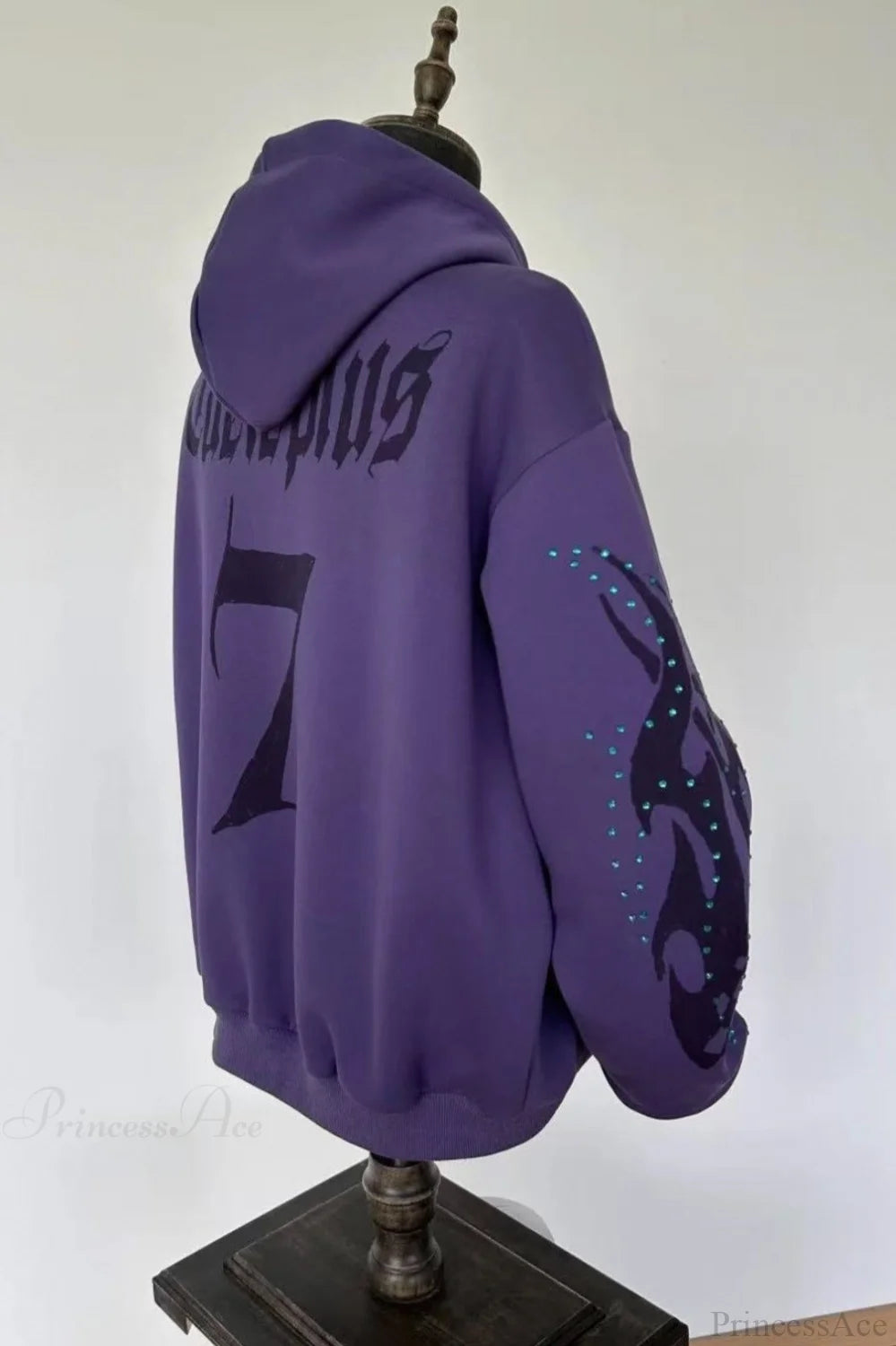 Graphic Print Hip-Hop Gothic Street Loose Zip Hoodie