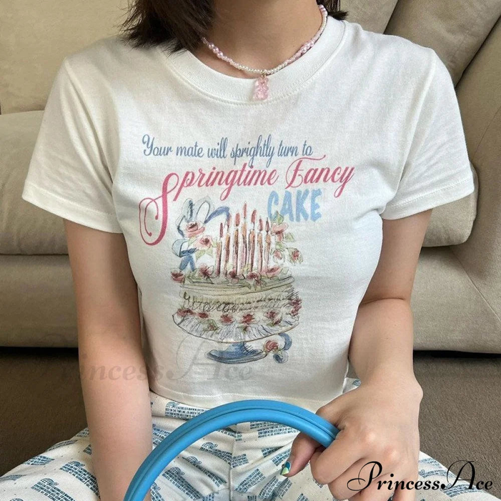 Graphic Vintage Stylish Cake White Tee