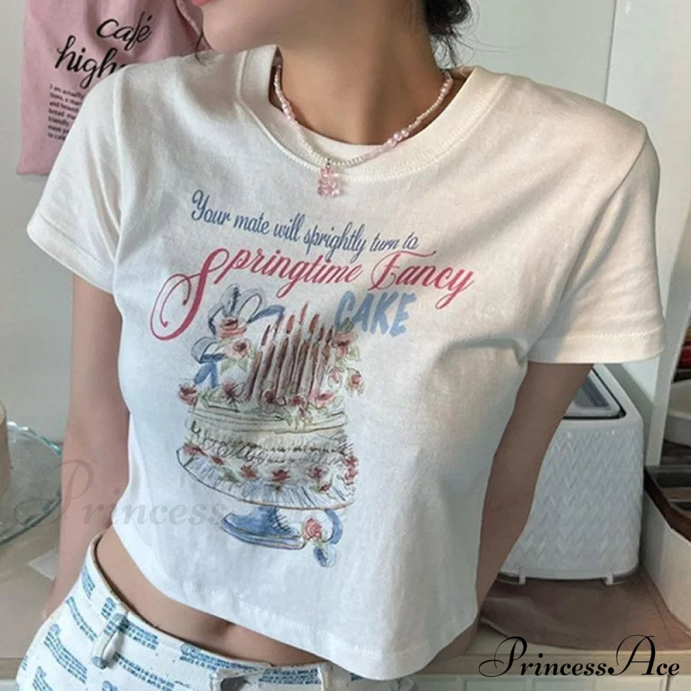 Graphic Vintage Stylish Cake White Tee