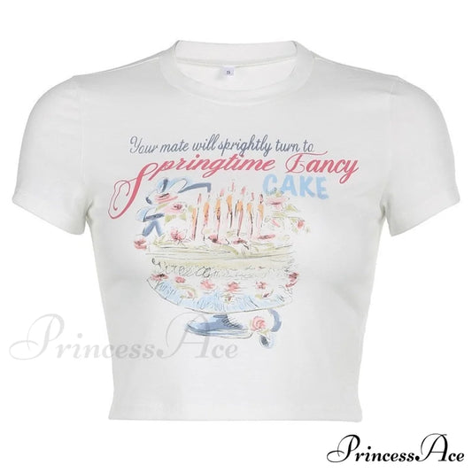 Graphic Vintage Cake White Tee - Free From Label