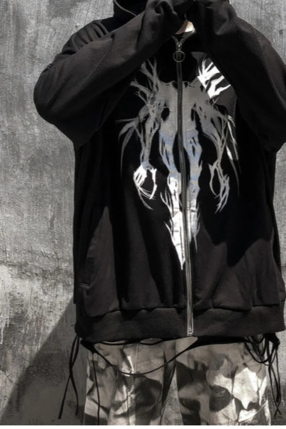 Graphic Zip Up Oversized Hoodie