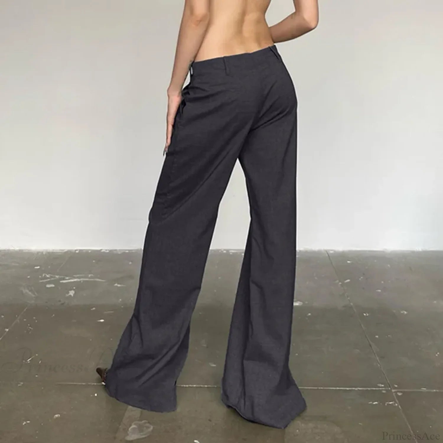 Gray Flared Palazzo Wide Leg Pants