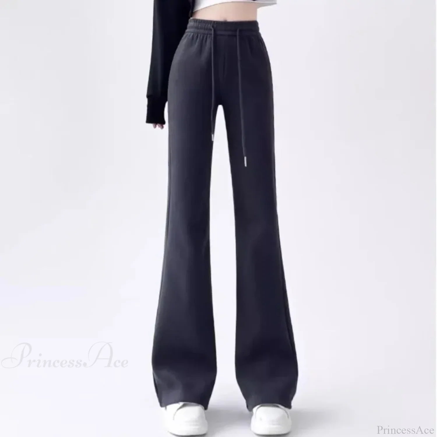 Gray High Waist Flared Sweatpants Pants