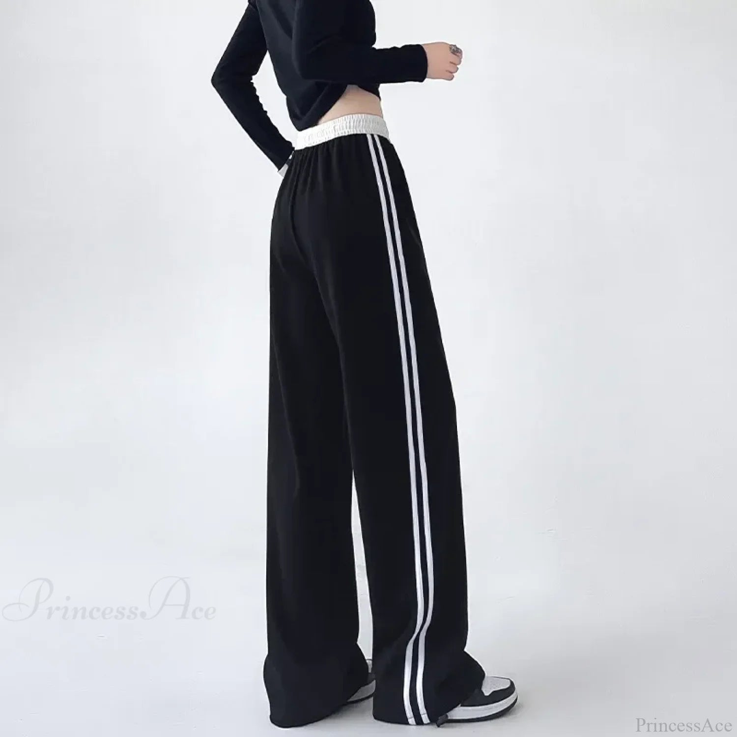 Gray Striped Casual Sweatpants Pants