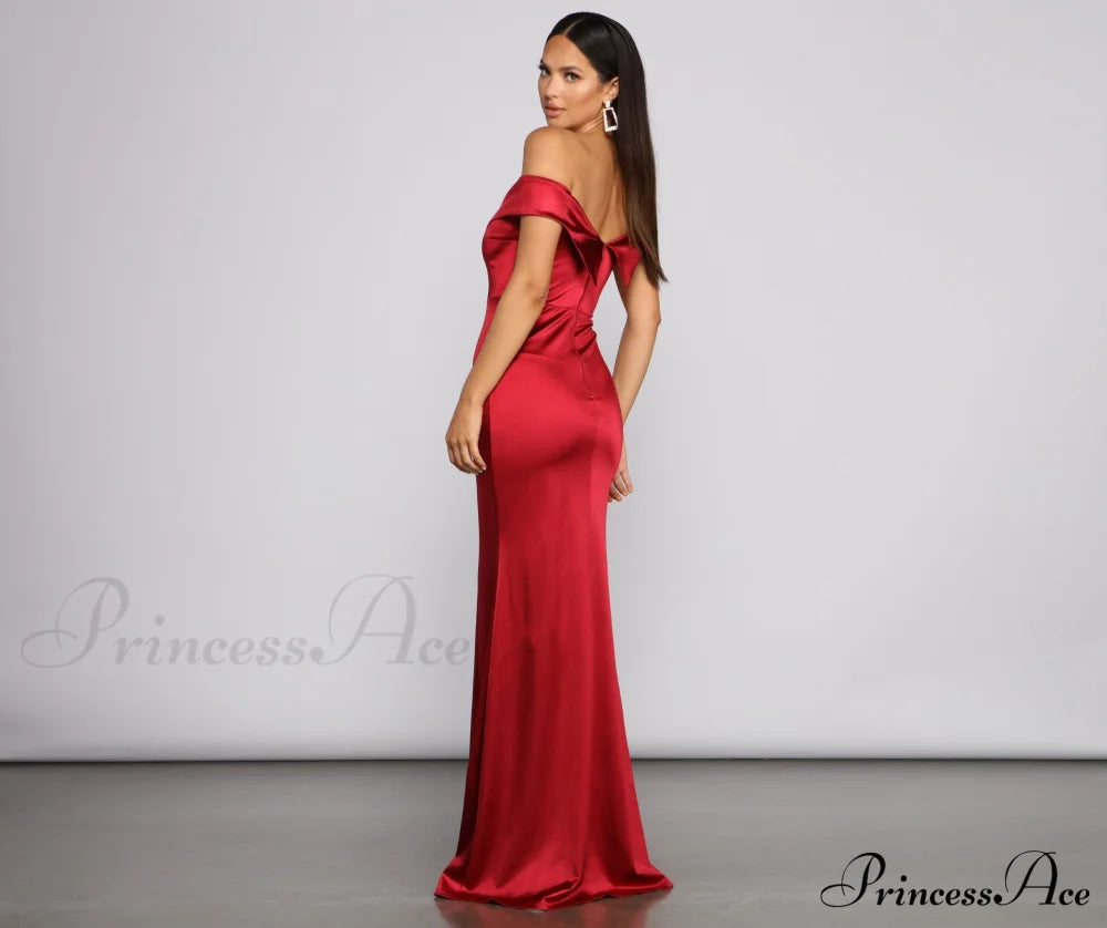 Grecia Formal High Charming Slit Satin Dress S.o. Long Dresses