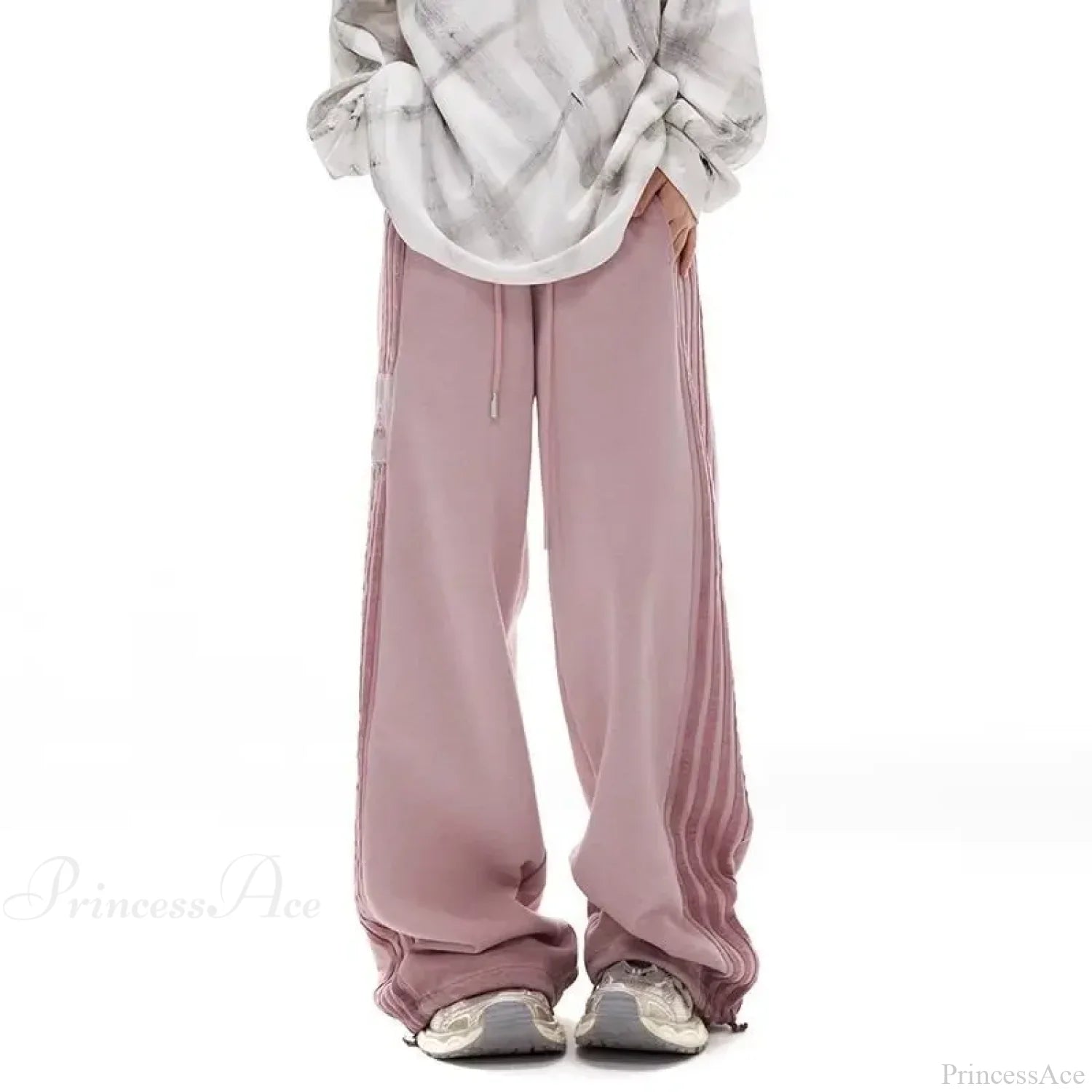 Grey Stripe Motion Casual Pants