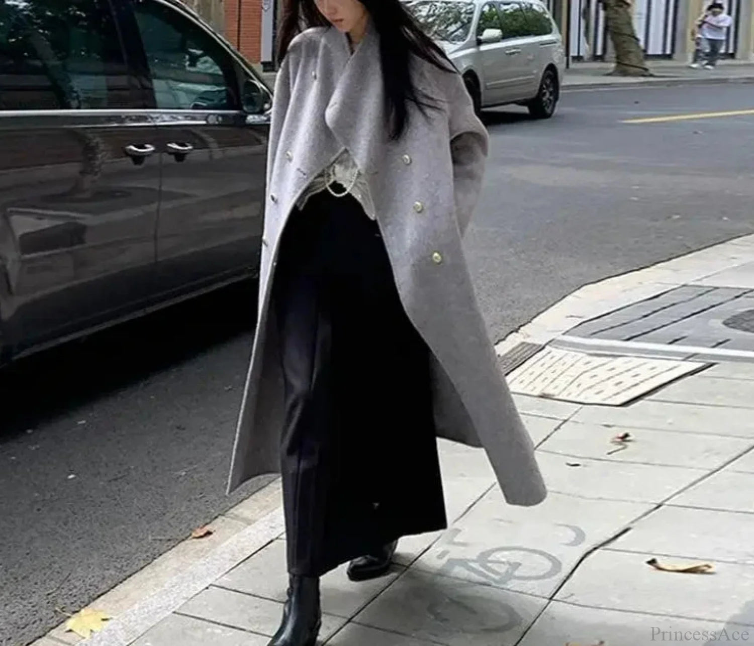 Grey Wool Loose-Fit Fleece Overcoat GRAY / S