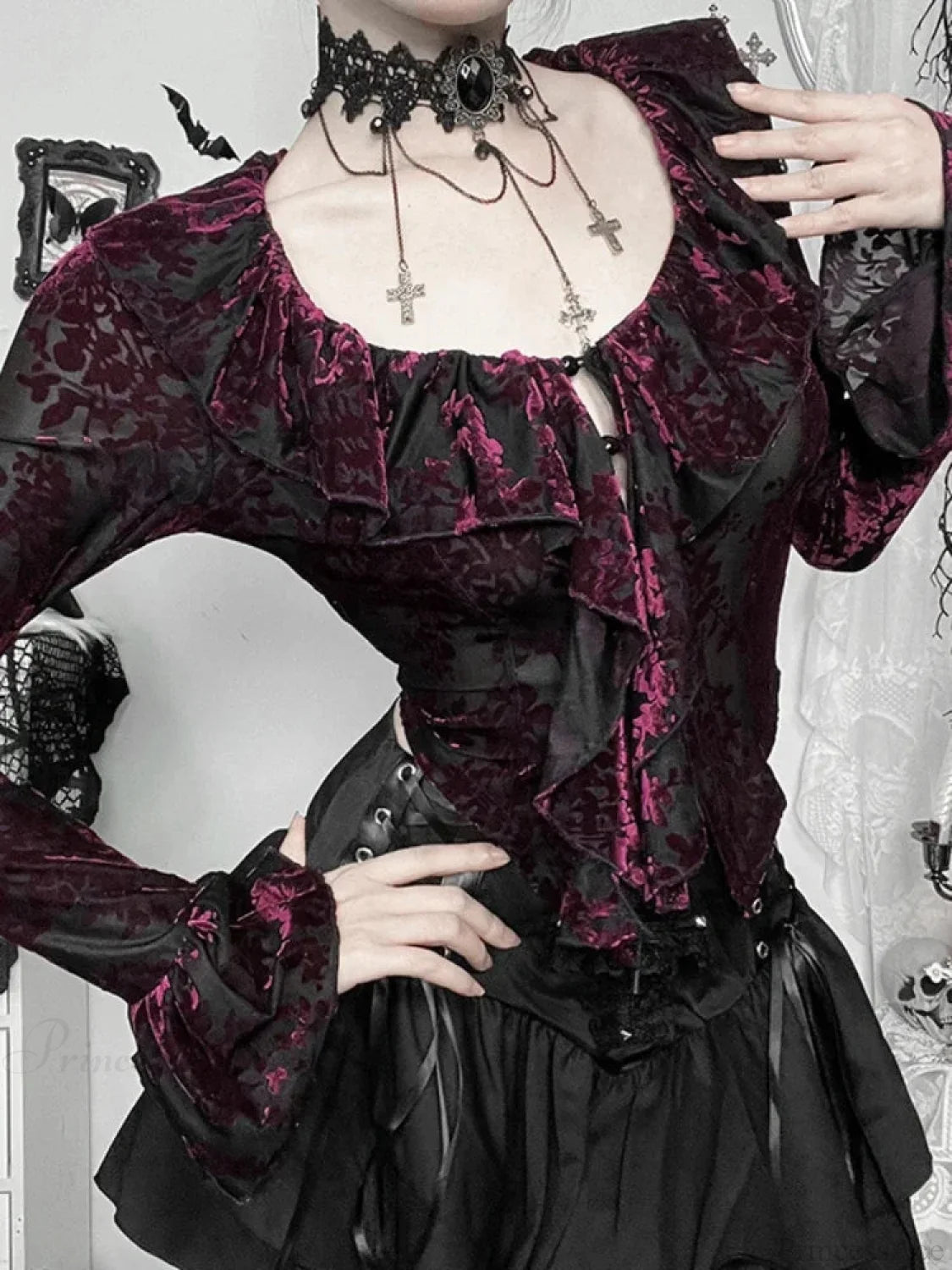 Grouped Frilled Knitted Top