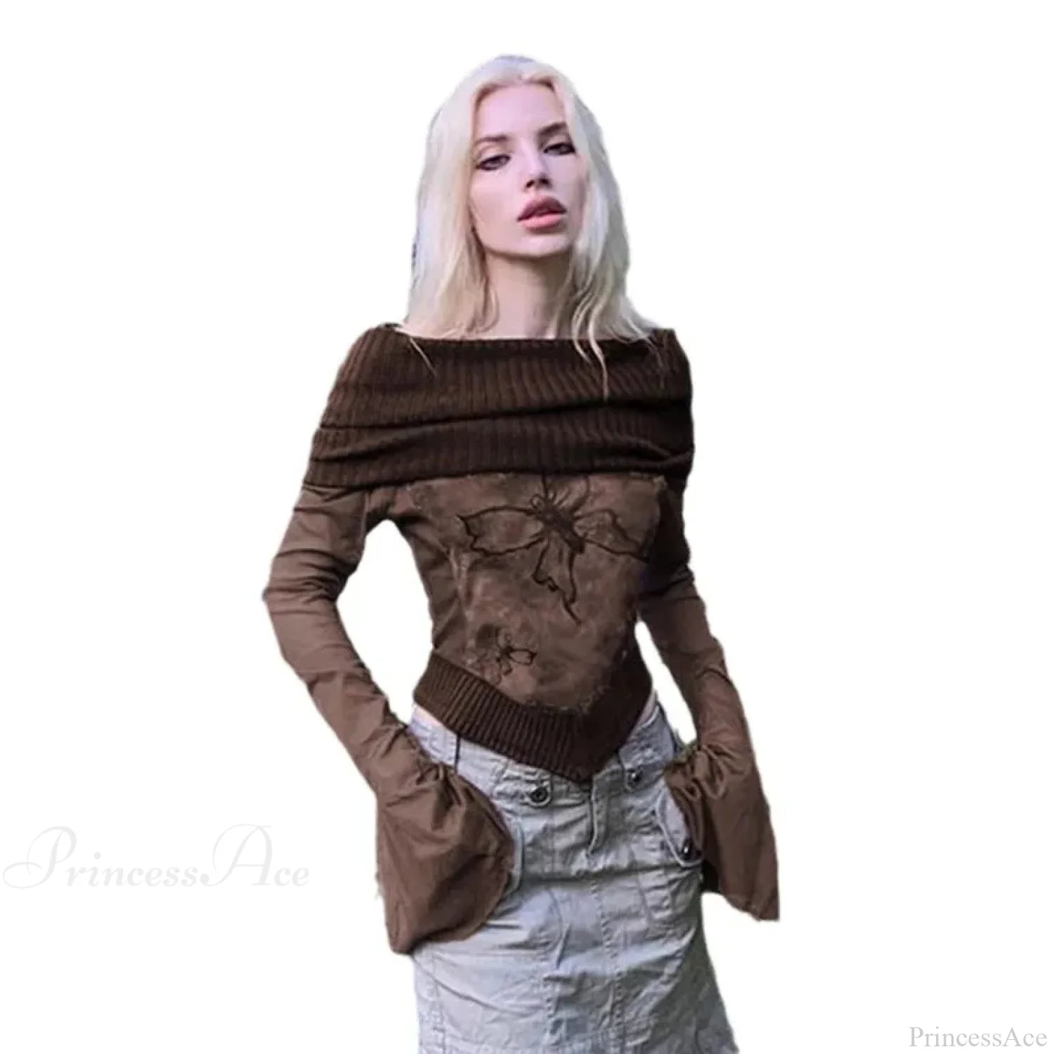 Grunge Sexy T-shirt Flare Sleeve Sweater