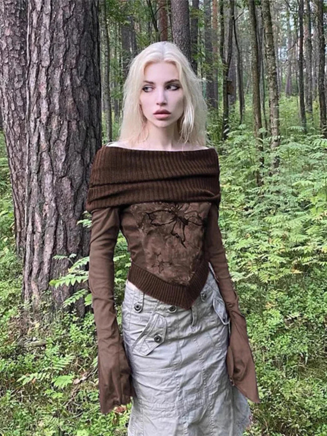 Grunge Sexy T-shirt Flare Sleeve Sweater