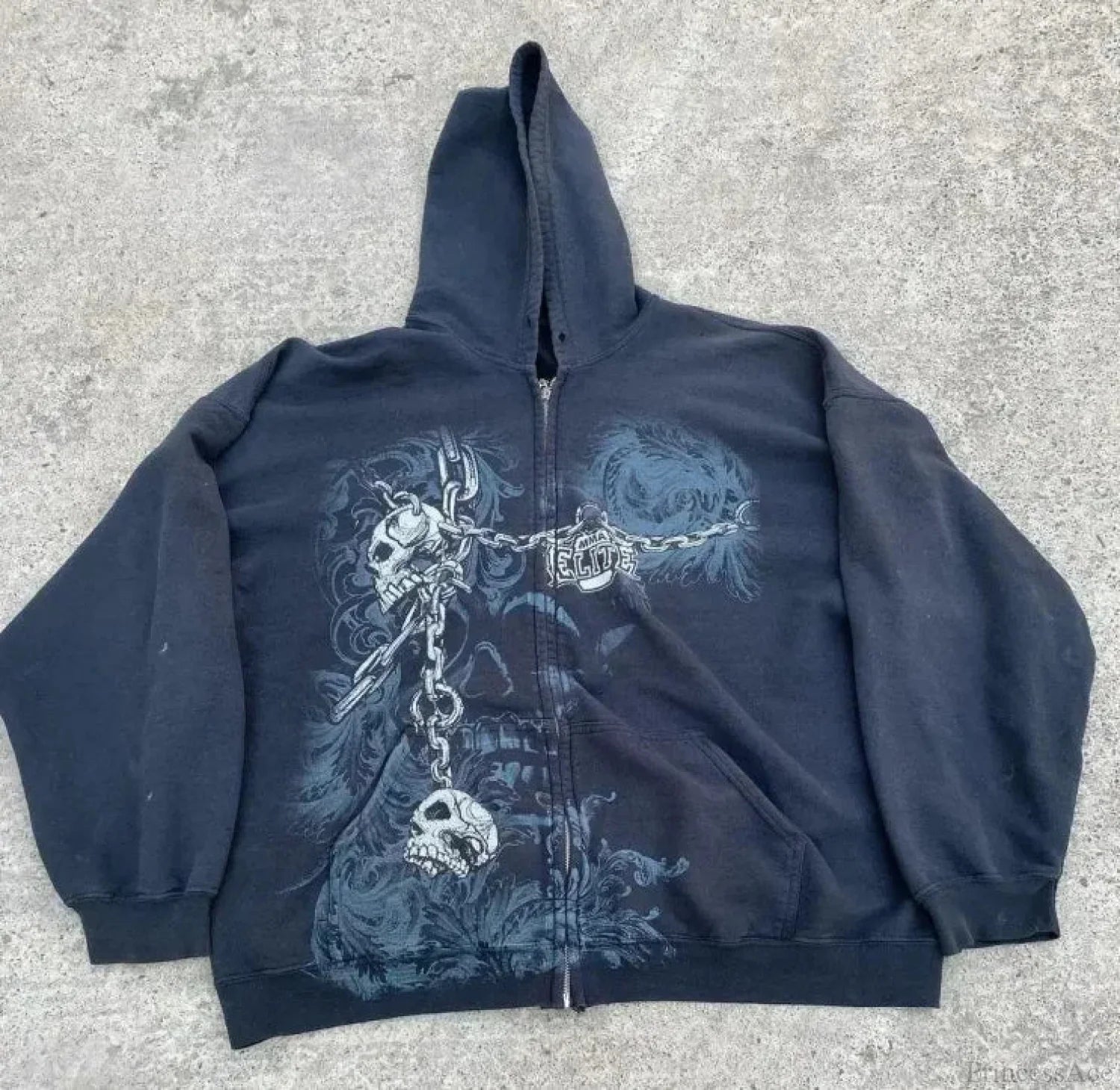 Grunge Zip Up Sweatshirt blue / M