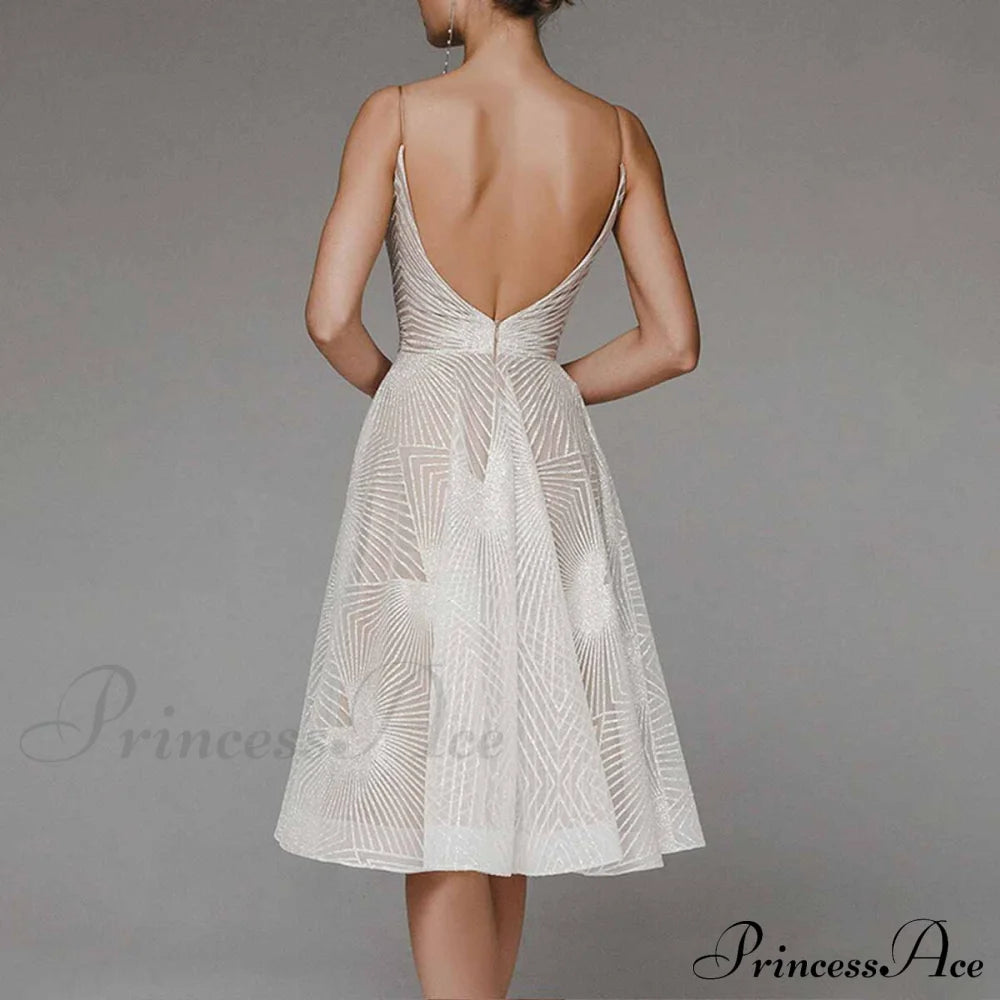 Guest Embroidered Formal Elegant Midi Warm-Season Wedding Evening Party - Backless Gown For Women