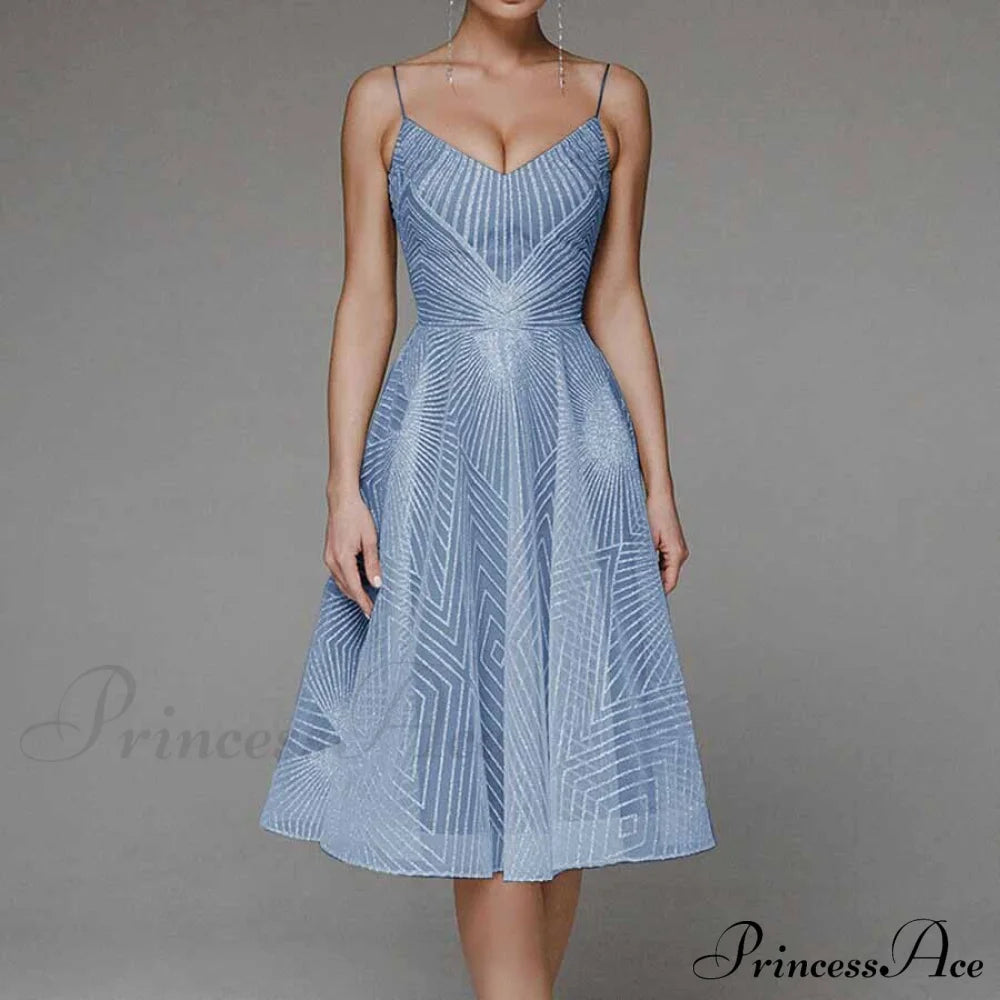 Guest Embroidered Formal Elegant Midi Warm-Season Wedding Evening Party - Backless Gown For Women