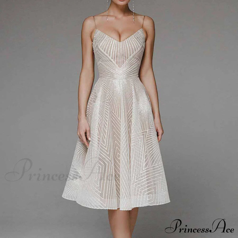 Guest Embroidered Formal Elegant Midi Warm-Season Wedding Evening Party - Backless Gown For Women