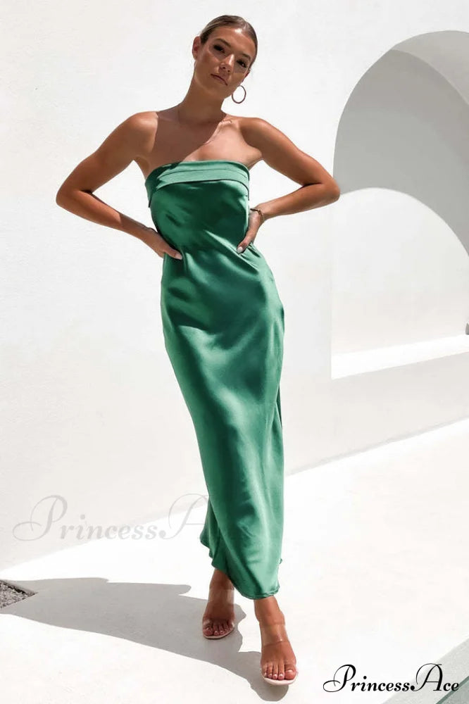Half Open Back Sleeveless Silky Dress | Dress In Beauty