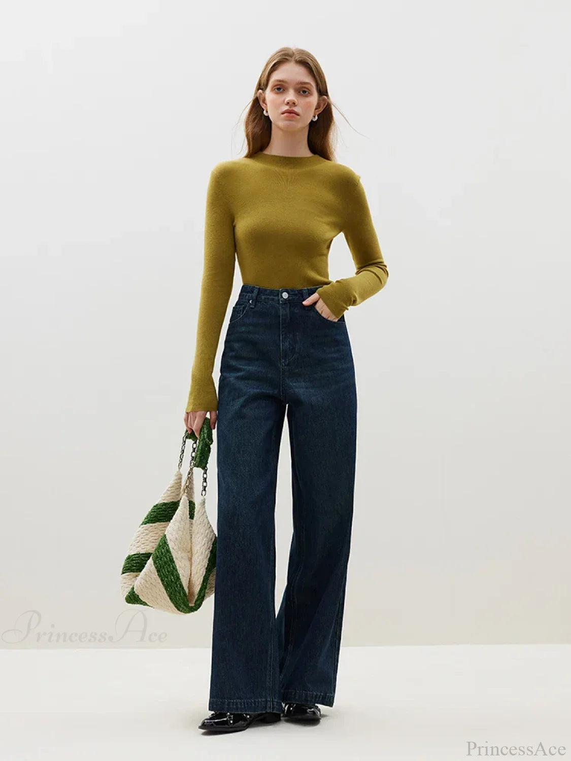 Half Turtleneck Soft Gentle Comfortable Sweater Olive Green / S