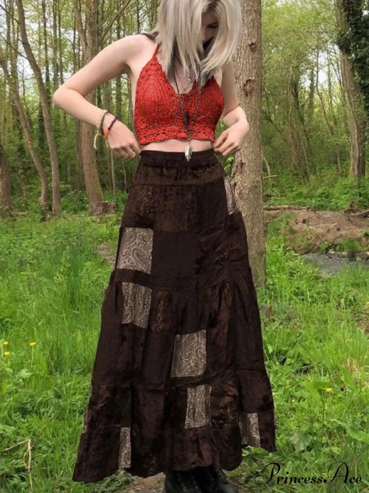 Halter Crochet Hollow Trendy Out Maxi Dress Tank Tops&Camis