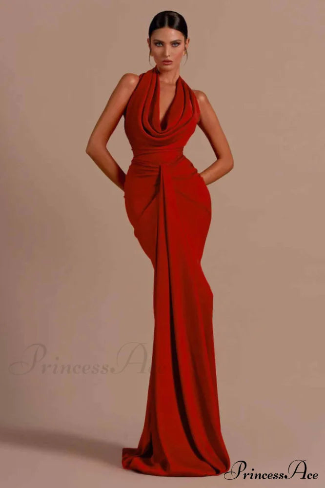 Halter Draped Mermaid Maxi Dress | Dress In Beauty