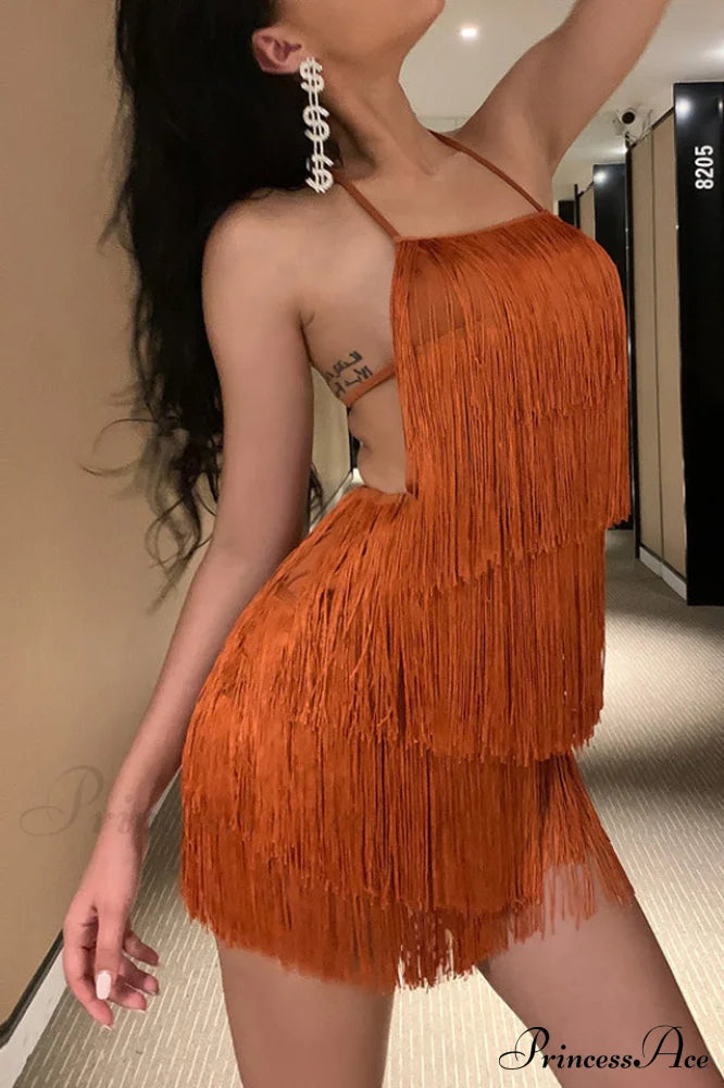 Halter Elegant Fringe Romper