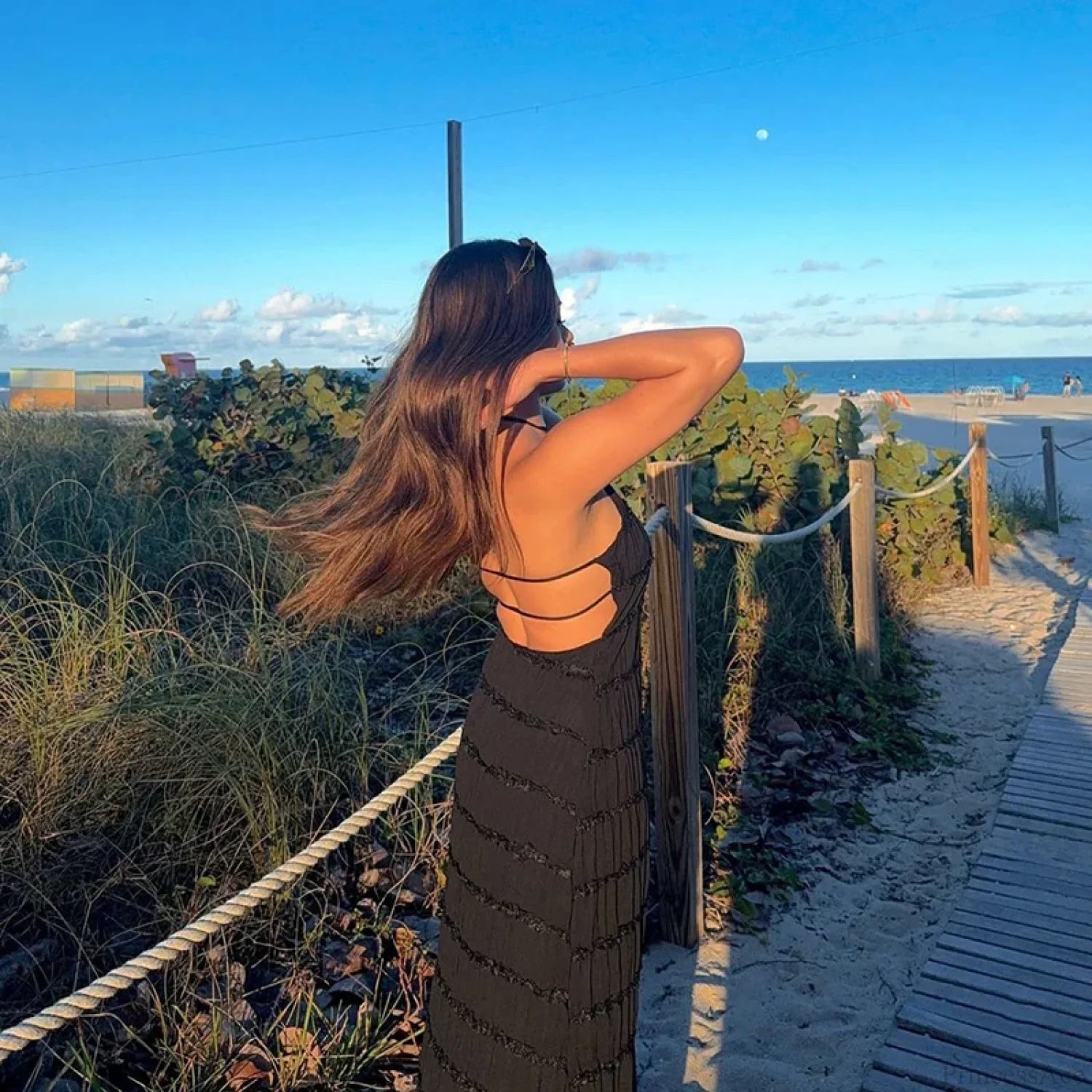 Halter Pleated Boho Vacation Dress vacationdress-250223