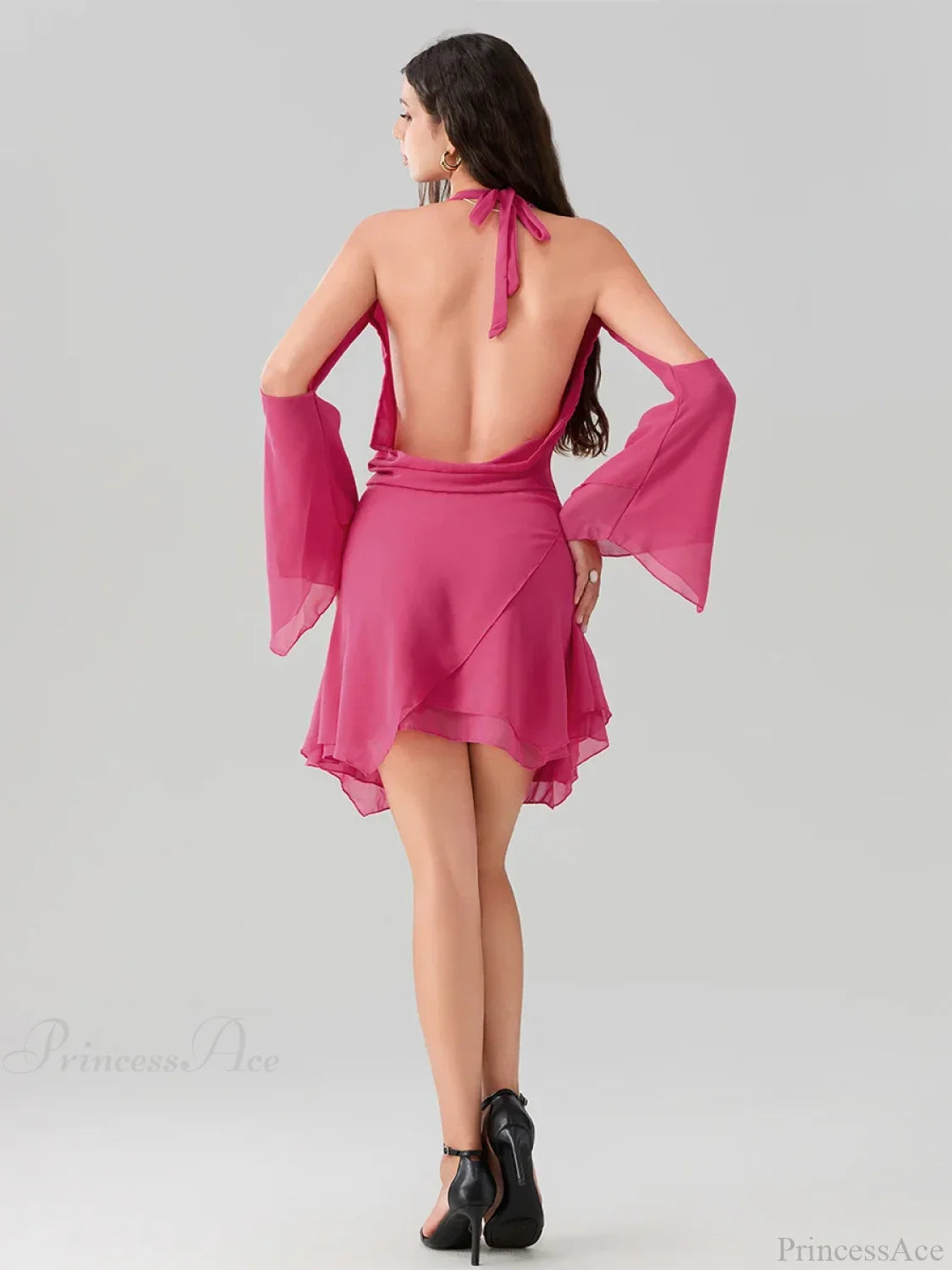 Halter Tie-Up Cowl Neck Mini Dress minidress-250223